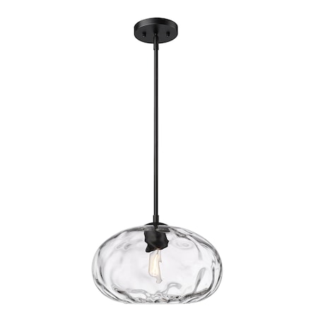 Z-Lite Chloe Pendant, 1-Light, 14 In.W x 9.5 In.H, Matte Black/Clear 490P14-MB